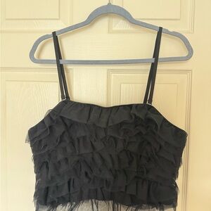 a new day Black Ruffled Camisole